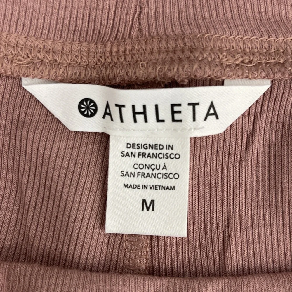 Athleta Well Rested Rib Sleep Shorts Womens Size M Pull On Stretch Mauve Pink